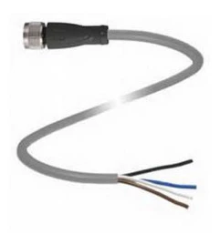 Cabo M12 fêmea de 4 pinos Reto Cor Cinza com Fios Expostos 2 metros em PVC - Pepperl+Fuchs